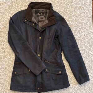 Barbour Barrowdale Waxed Cotton Coat - Navy